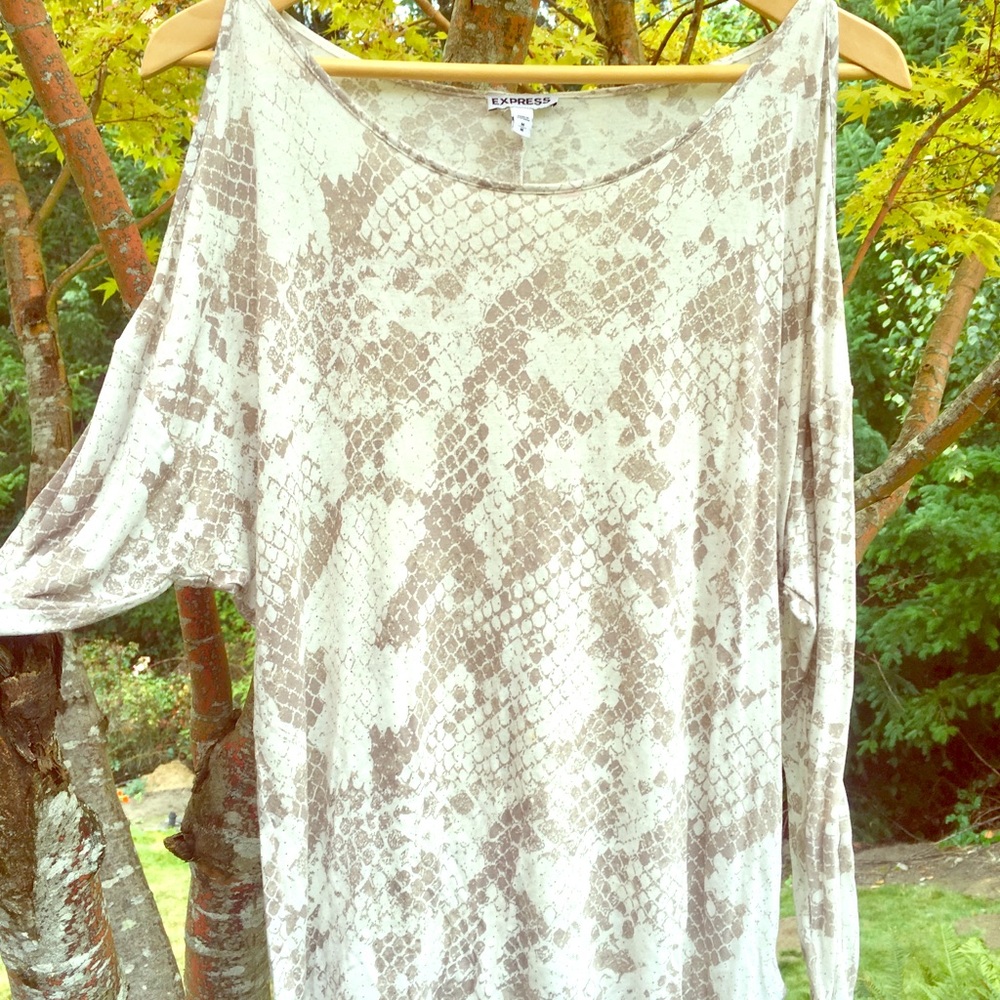 Express “Cold Shoulder” Snake Print Top